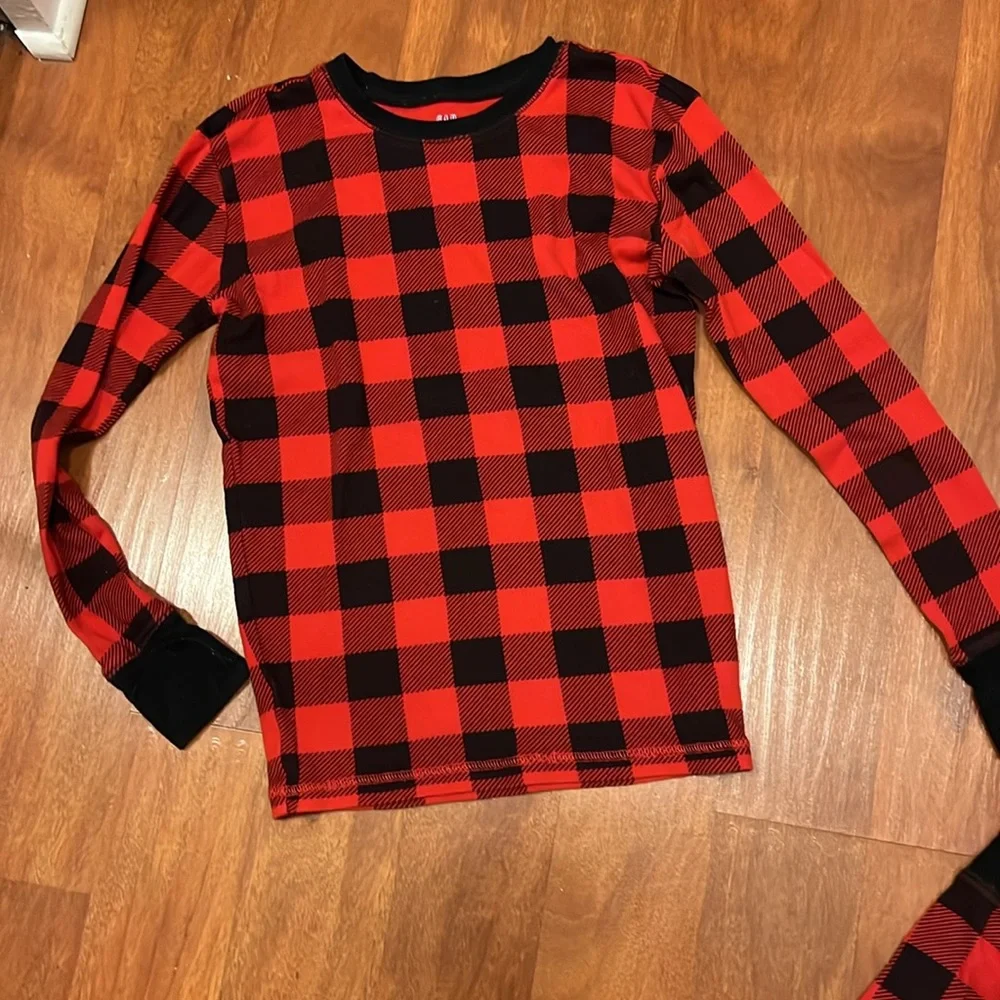 Gap Buffalo Plaid Holiday Pajama Long Sleeve Shirt and Pants Bundle Set
